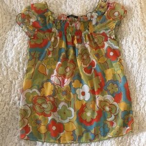 Retro Mod Look Floral Sheer Top